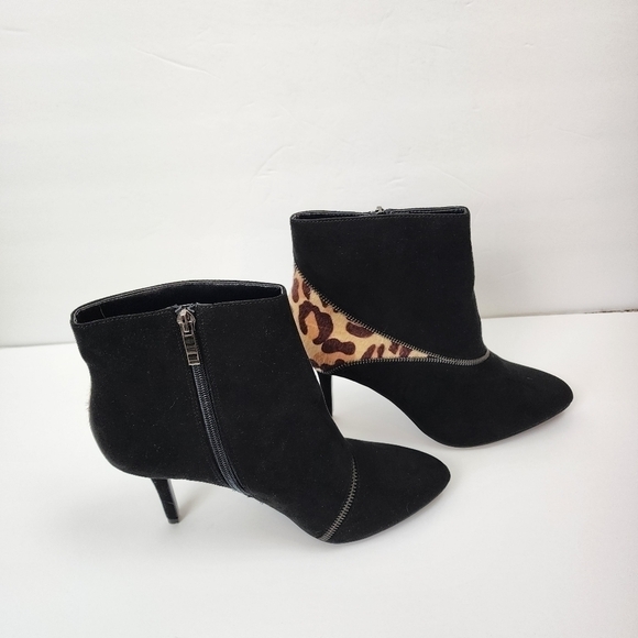 Kelly And Katie Faux Suede Leopard Print Pony Hair 4" Heel Ankle Boot Size 9 1/2 - Picture 9 of 13